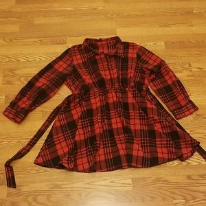 SHEIN Curve Red and Black Checkered Dress